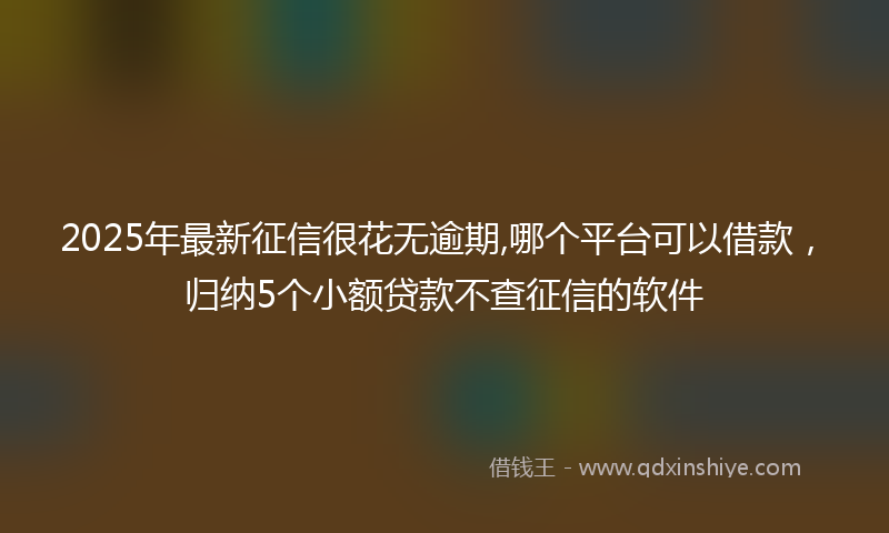 2025年最新征信很花无逾期,哪个平台可以借款，归纳5个小额贷款不查征信的软件