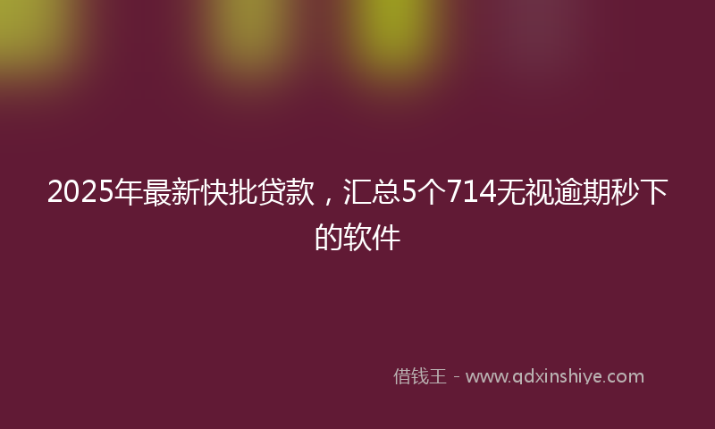 2025年最新快批贷款，汇总5个714无视逾期秒下的软件