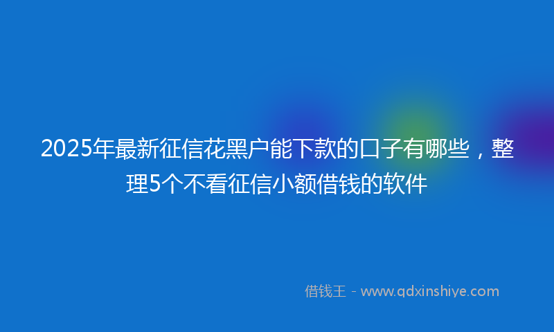 2025年最新征信花黑户能下款的口子有哪些，整理5个不看征信小额借钱的软件