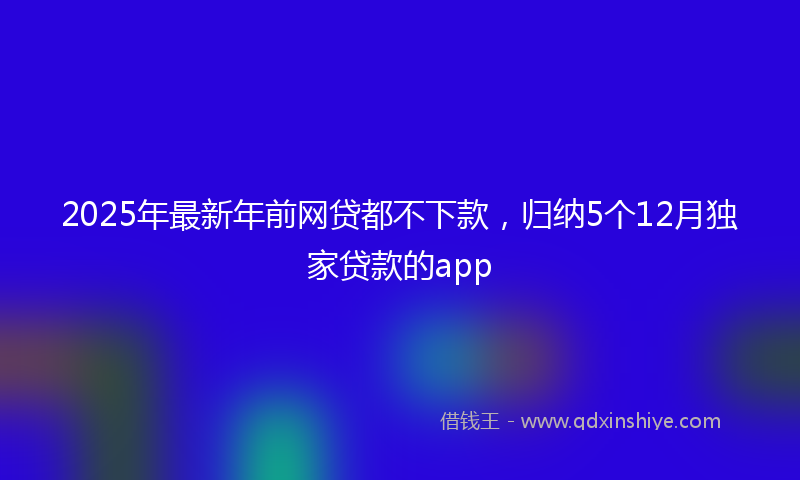 2025年最新年前网贷都不下款，归纳5个12月独家贷款的app