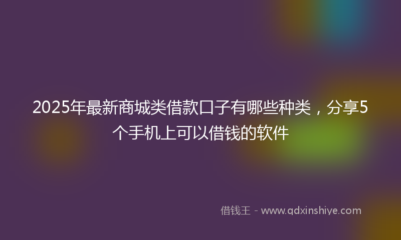 2025年最新商城类借款口子有哪些种类，分享5个手机上可以借钱的软件