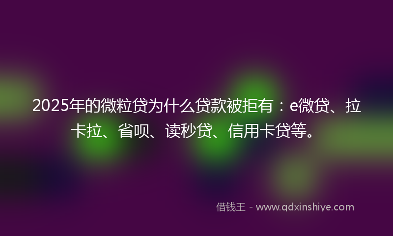 2025年的微粒贷为什么贷款被拒有：e微贷、拉卡拉、省呗、读秒贷、信用卡贷等。