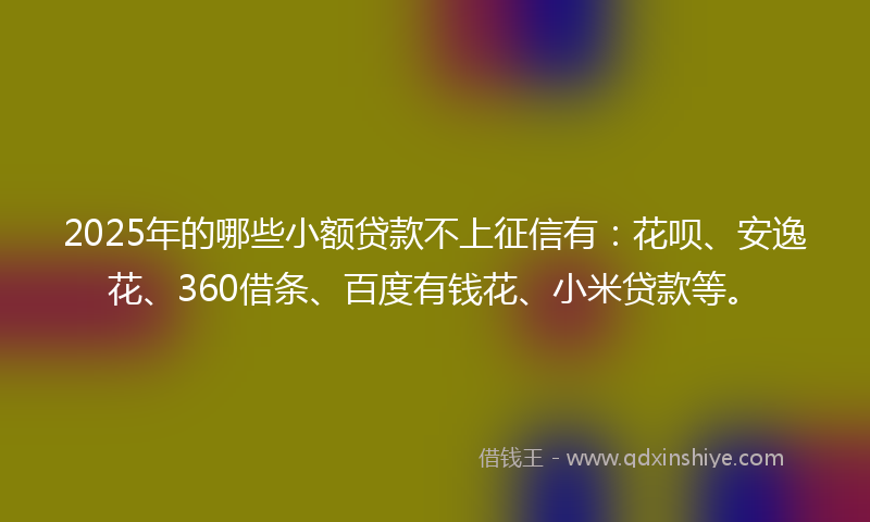 2025年的哪些小额贷款不上征信有：花呗、安逸花、360借条、百度有钱花、小米贷款等。