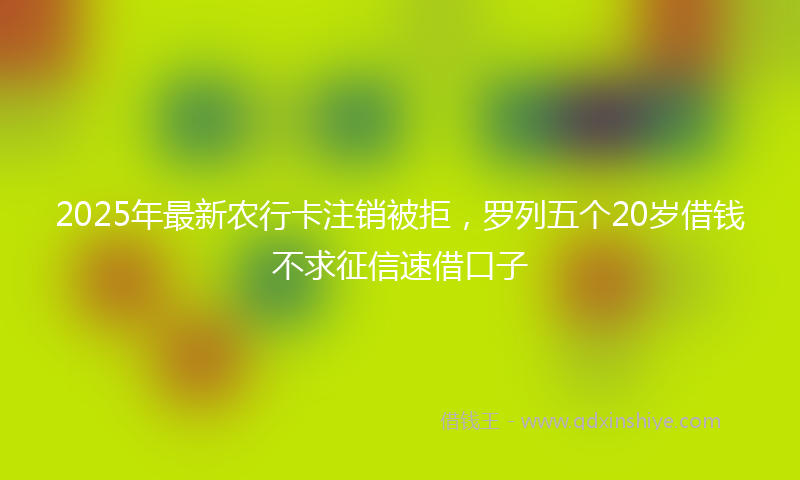 2025年最新农行卡注销被拒，罗列五个20岁借钱不求征信速借口子