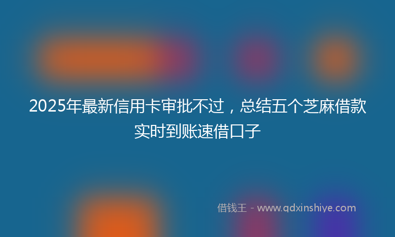 2025年最新信用卡审批不过，总结五个芝麻借款实时到账速借口子