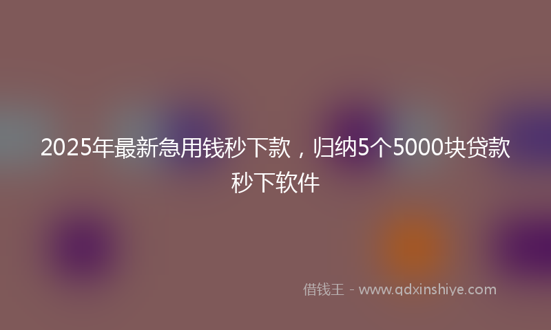 2025年最新急用钱秒下款，归纳5个5000块贷款秒下软件