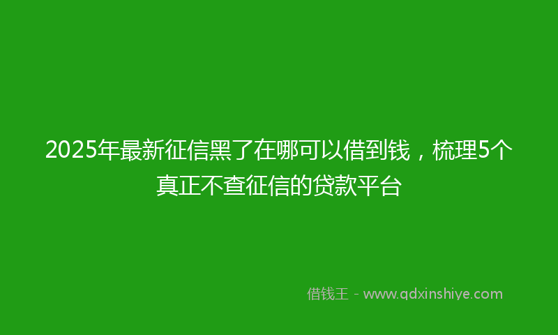 2025年最新征信黑了在哪可以借到钱，梳理5个真正不查征信的贷款平台