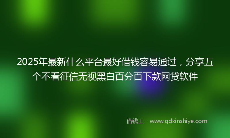 2025年最新什么平台最好借钱容易通过，分享五个不看征信无视黑白百分百下款网贷软件