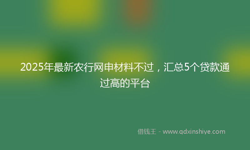 2025年最新农行网申材料不过，汇总5个贷款通过高的平台