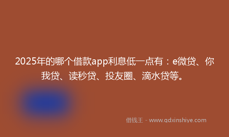 2025年的哪个借款app利息低一点有：e微贷、你我贷、读秒贷、投友圈、滴水贷等。