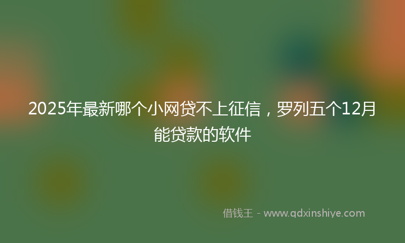 2025年最新哪个小网贷不上征信，罗列五个12月能贷款的软件