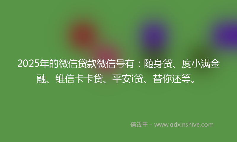2025年的微信贷款微信号有：随身贷、度小满金融、维信卡卡贷、平安i贷、替你还等。