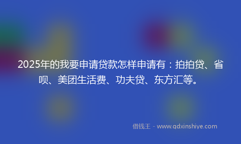 2025年的我要申请贷款怎样申请有：拍拍贷、省呗、美团生活费、功夫贷、东方汇等。