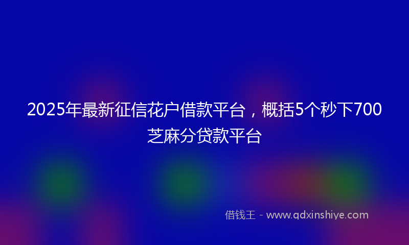 2025年最新征信花户借款平台，概括5个秒下700芝麻分贷款平台