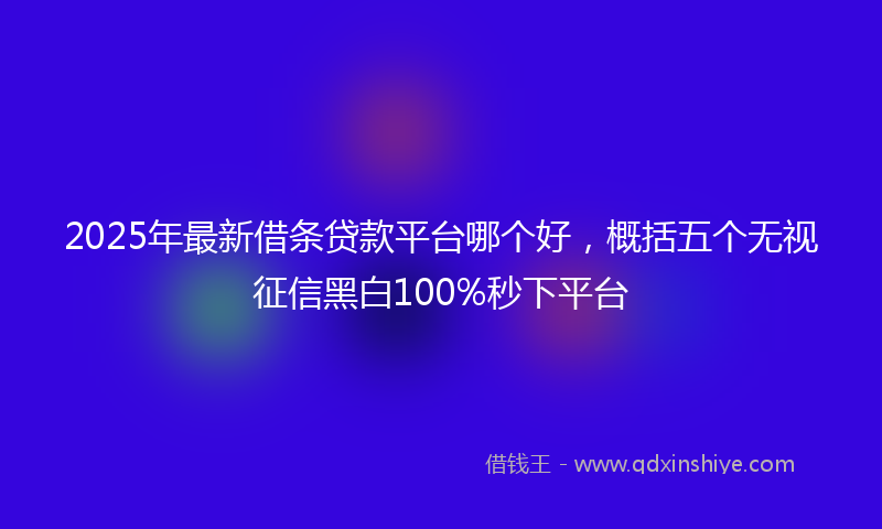 2025年最新借条贷款平台哪个好，概括五个无视征信黑白100%秒下平台