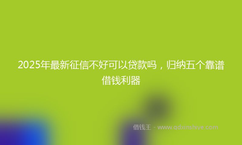 2025年最新征信不好可以贷款吗，归纳五个靠谱借钱利器