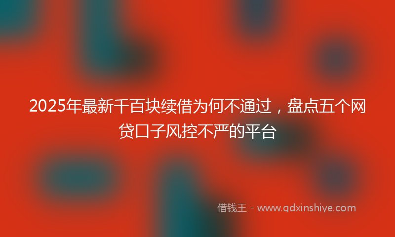 2025年最新千百块续借为何不通过，盘点五个网贷口子风控不严的平台