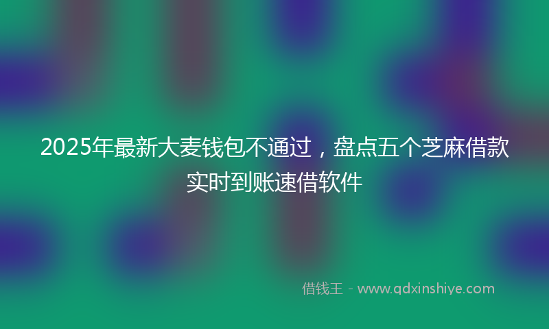 2025年最新大麦钱包不通过，盘点五个芝麻借款实时到账速借软件