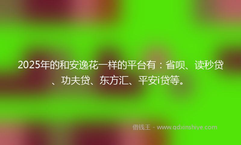 2025年的和安逸花一样的平台有：省呗、读秒贷、功夫贷、东方汇、平安i贷等。