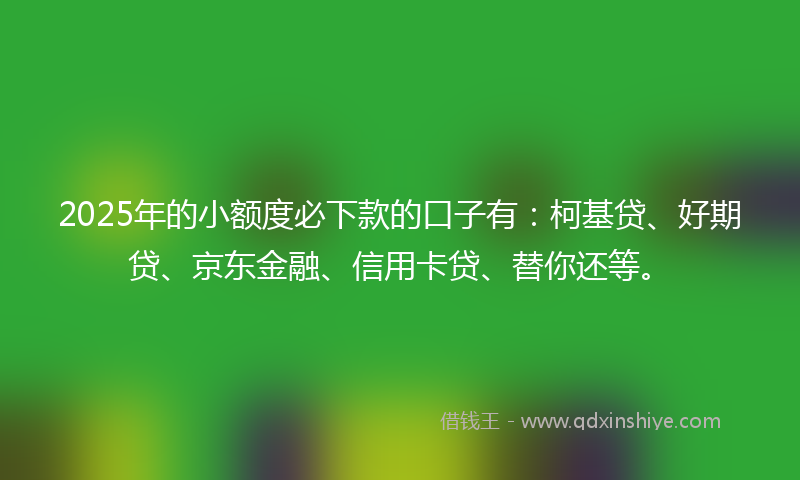 2025年的小额度必下款的口子有:柯基贷、好期贷、京东金融、信用卡贷、替你还等。