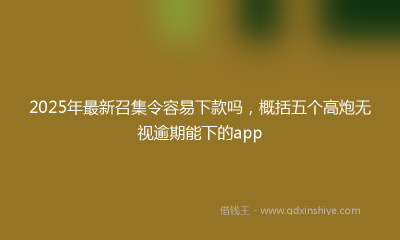 2025年最新召集令容易下款吗，概括五个高炮无视逾期能下的app