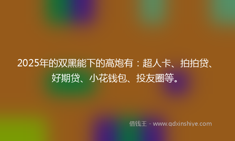 2025年的双黑能下的高炮有：超人卡、拍拍贷、好期贷、小花钱包、投友圈等。