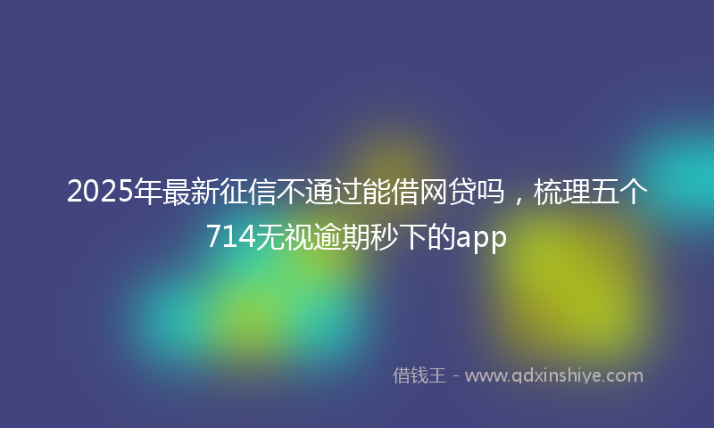2025年最新征信不通过能借网贷吗，梳理五个714无视逾期秒下的app