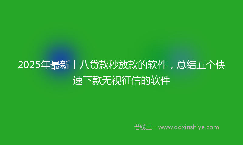 2025年最新十八贷款秒放款的软件，总结五个快速下款无视征信的软件