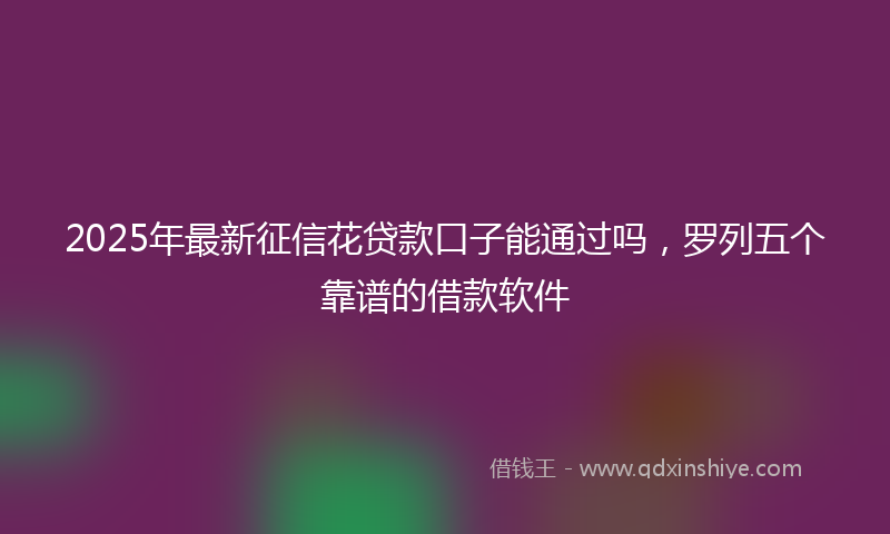 2025年最新征信花贷款口子能通过吗，罗列五个靠谱的借款软件