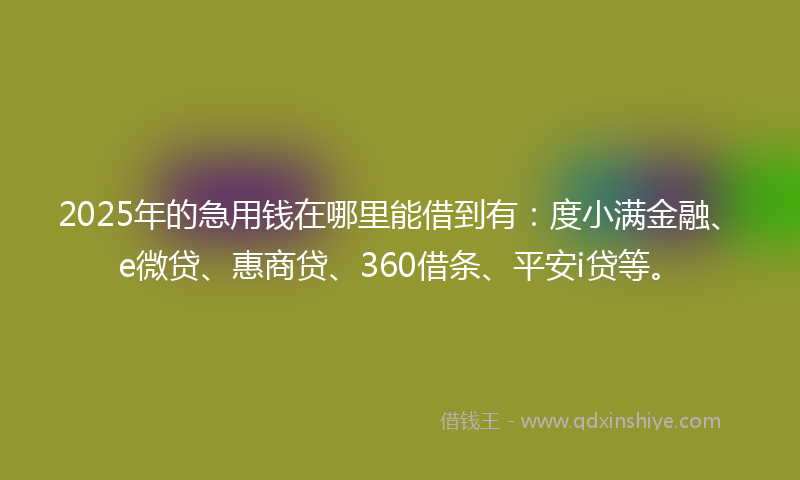 2025年的急用钱在哪里能借到有：度小满金融、e微贷、惠商贷、360借条、平安i贷等。