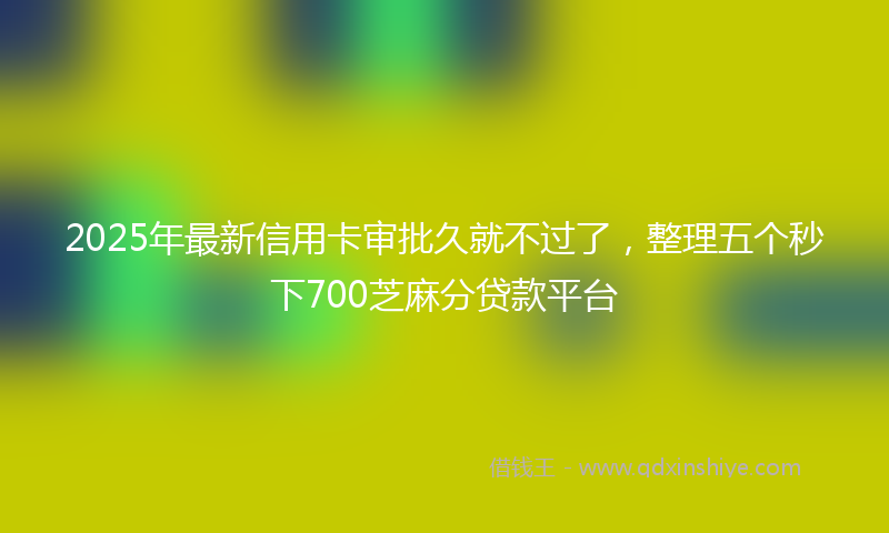 2025年最新信用卡审批久就不过了，整理五个秒下700芝麻分贷款平台