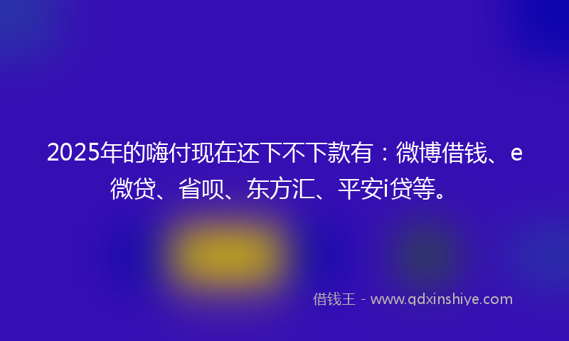 2025年的嗨付现在还下不下款有：微博借钱、e微贷、省呗、东方汇、平安i贷等。