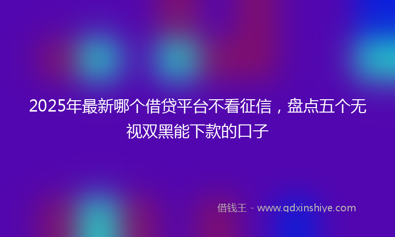 2025年最新哪个借贷平台不看征信，盘点五个无视双黑能下款的口子