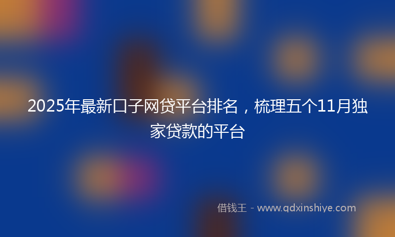 2025年最新口子网贷平台排名，梳理五个11月独家贷款的平台
