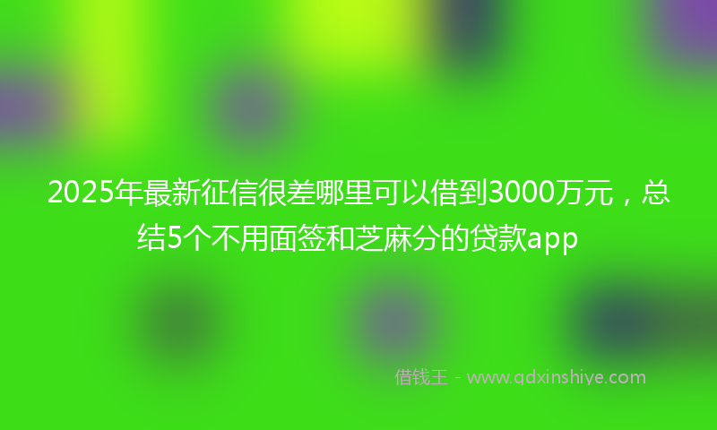 2025年最新征信很差哪里可以借到3000万元，总结5个不用面签和芝麻分的贷款app