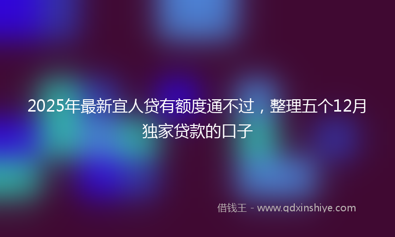 2025年最新宜人贷有额度通不过，整理五个12月独家贷款的口子