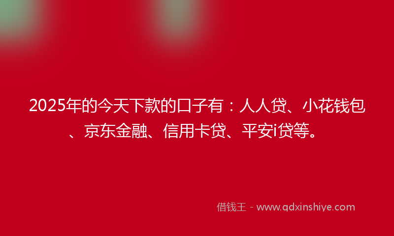 2025年的今天下款的口子有：人人贷、小花钱包、京东金融、信用卡贷、平安i贷等。