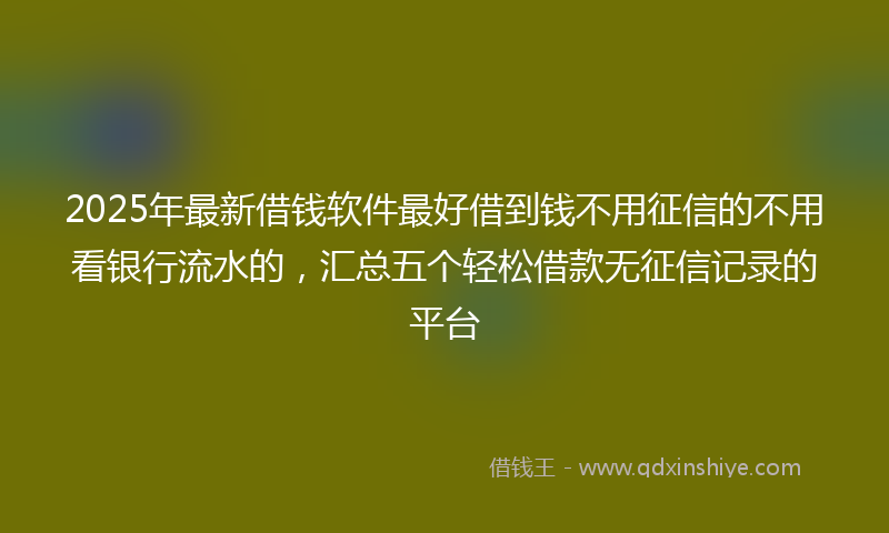 2025年最新借钱软件最好借到钱不用征信的不用看银行流水的，汇总五个轻松借款无征信记录的平台