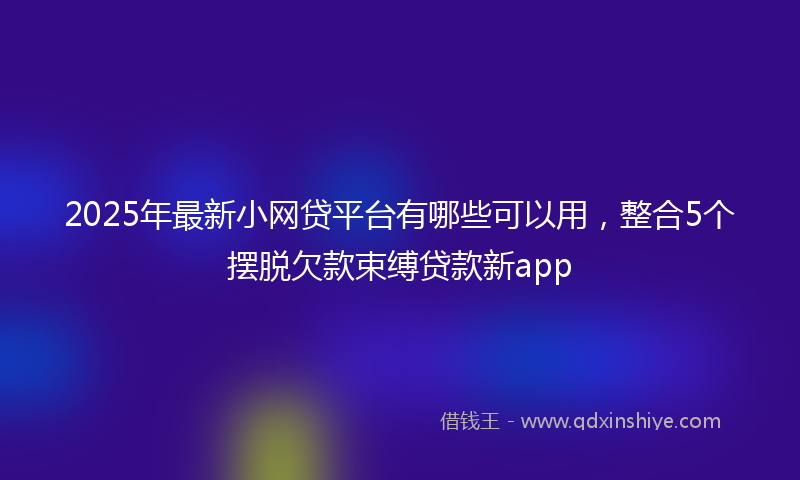 2025年最新小网贷平台有哪些可以用，整合5个摆脱欠款束缚贷款新app