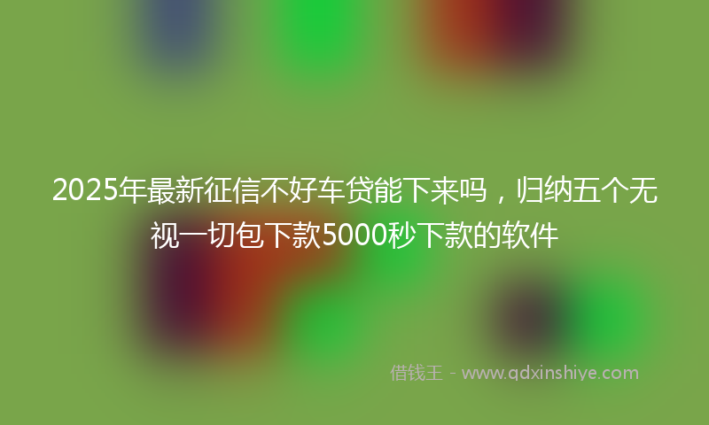 2025年最新征信不好车贷能下来吗，归纳五个无视一切包下款5000秒下款的软件