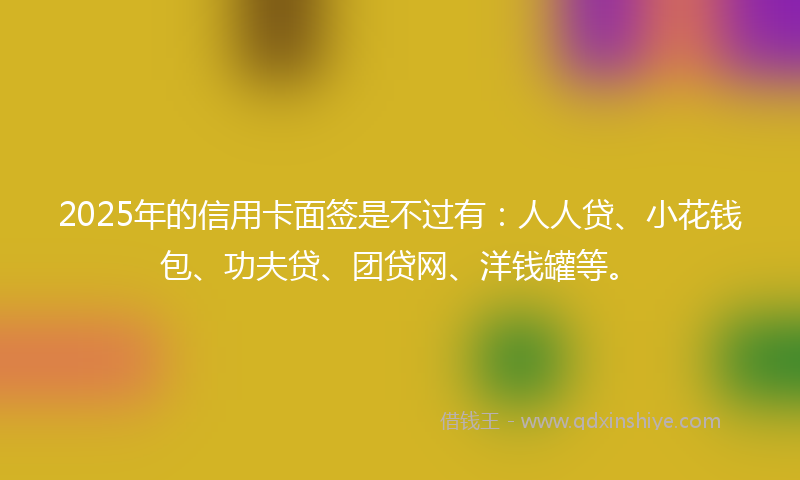 2025年的信用卡面签是不过有：人人贷、小花钱包、功夫贷、团贷网、洋钱罐等。