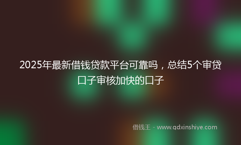 2025年最新借钱贷款平台可靠吗，总结5个审贷口子审核加快的口子