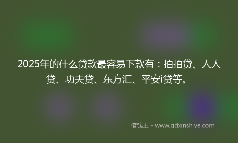 2025年的什么贷款最容易下款有：拍拍贷、人人贷、功夫贷、东方汇、平安i贷等。