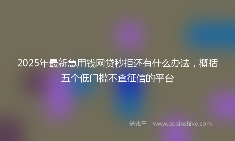 2025年最新急用钱网贷秒拒还有什么办法，概括五个低门槛不查征信的平台