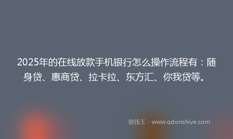 2025年的在线放款手机银行怎么操作流程有：随身贷、惠商贷、拉卡拉、东方汇、你我贷等。