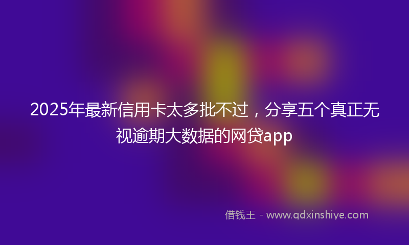 2025年最新信用卡太多批不过，分享五个真正无视逾期大数据的网贷app