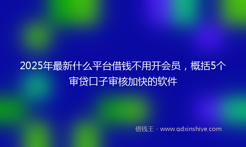 2025年最新什么平台借钱不用开会员，概括5个审贷口子审核加快的软件