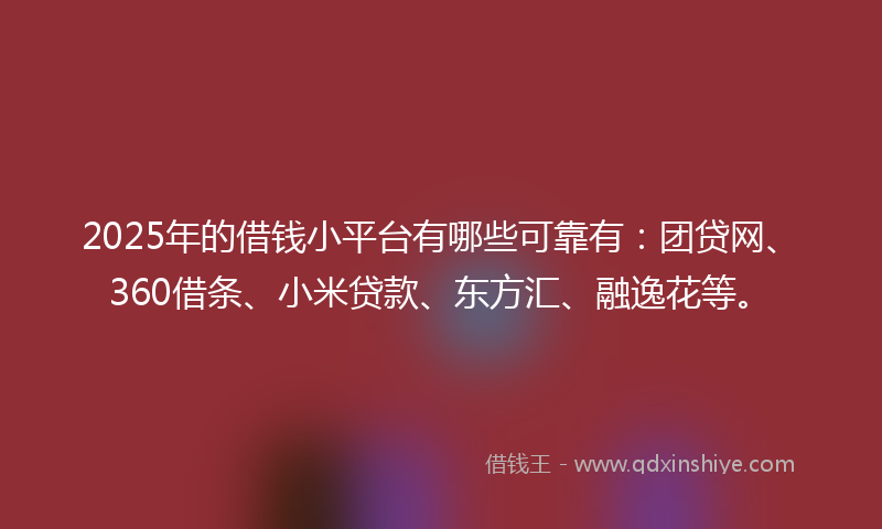 2025年的借钱小平台有哪些可靠有：团贷网、360借条、小米贷款、东方汇、融逸花等。