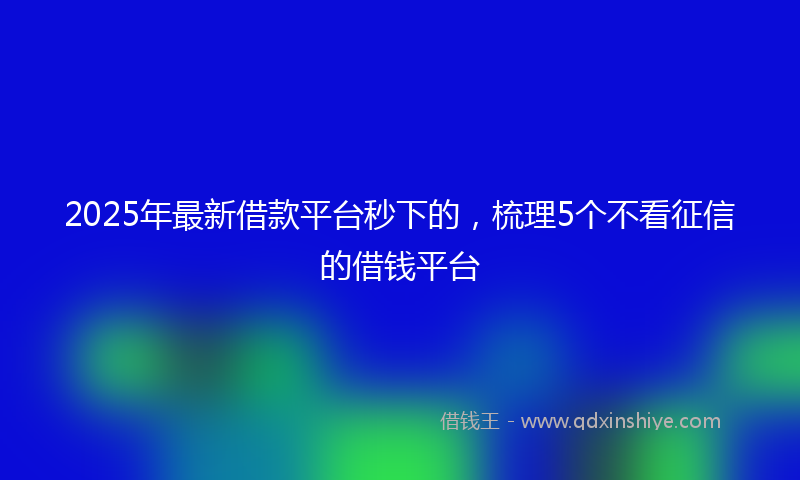 2025年最新借款平台秒下的，梳理5个不看征信的借钱平台