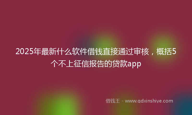 2025年最新什么软件借钱直接通过审核，概括5个不上征信报告的贷款app
